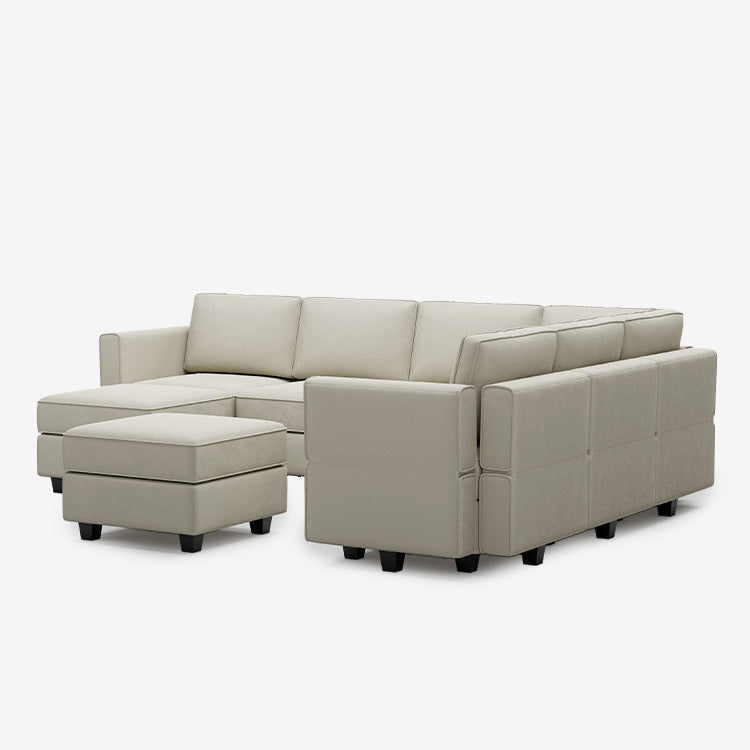 Belffin 8 Seats + 9 Sides Modular Velvet Sofa with Storage Seat and Ottoman