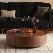 Circular Walnut Design Coffee Tables with Drawers