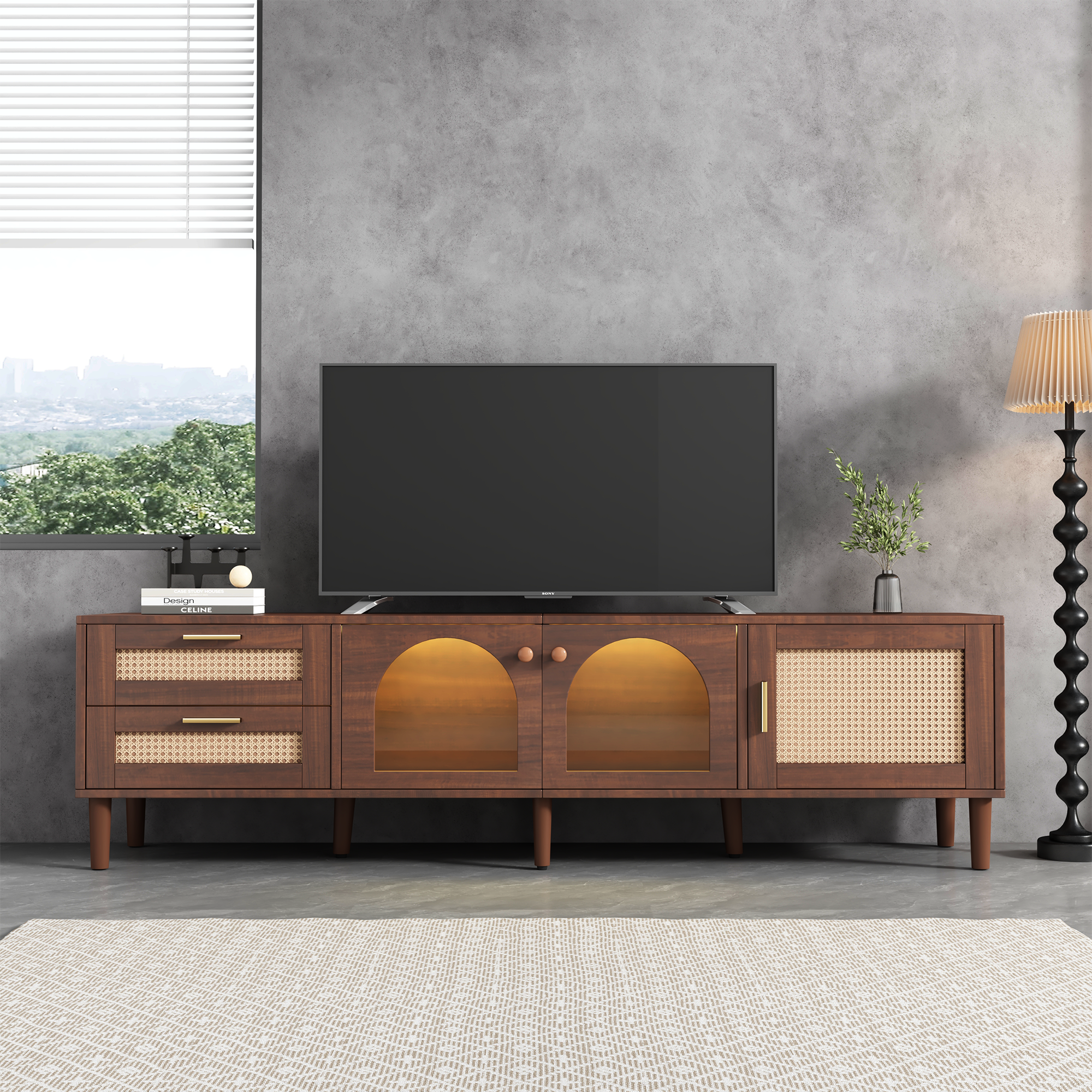 Rattan-inspired TV Stand