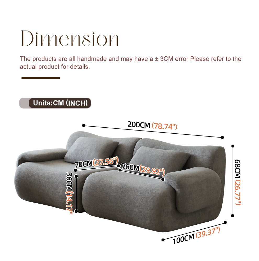 Boucle-Pure-Grey-Loveseat-dimension