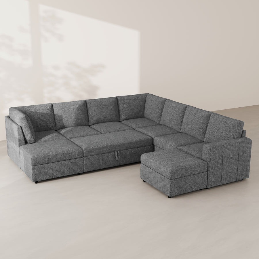 Silver-Grey-/-Chenille-9-Seat-U-Shaped-Pullout-Sectional