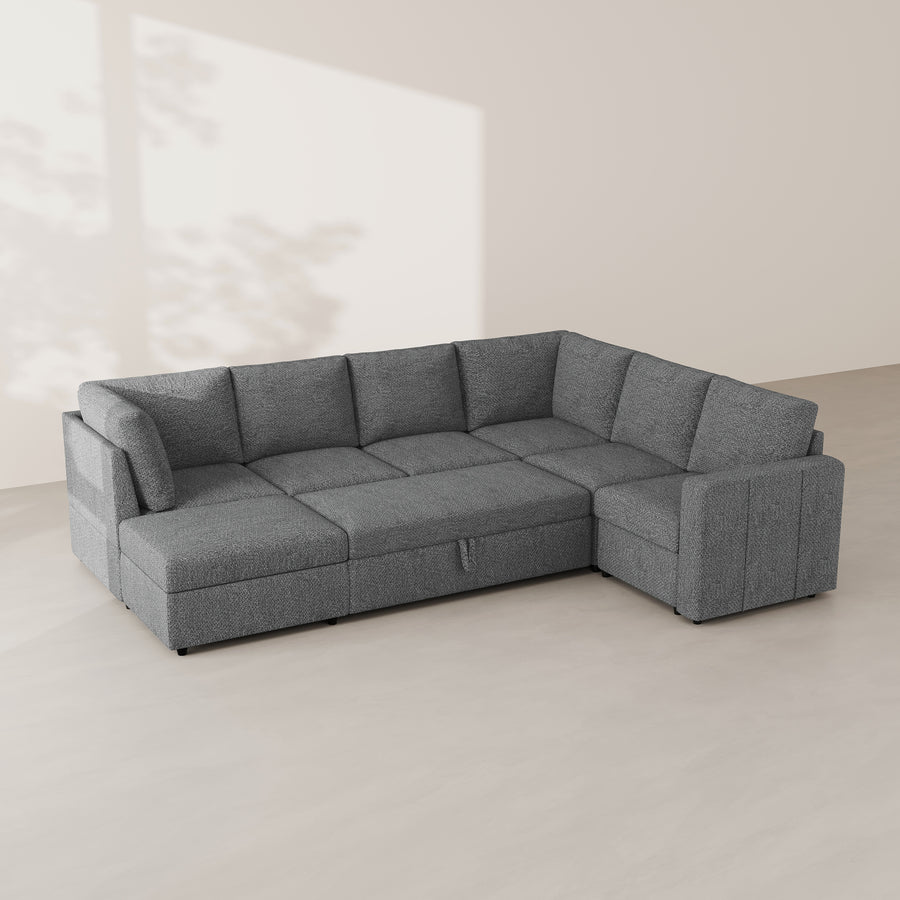 Silver-Grey-/-Chenille-7-Seat-U-Shaped-Pullout-Sectional
