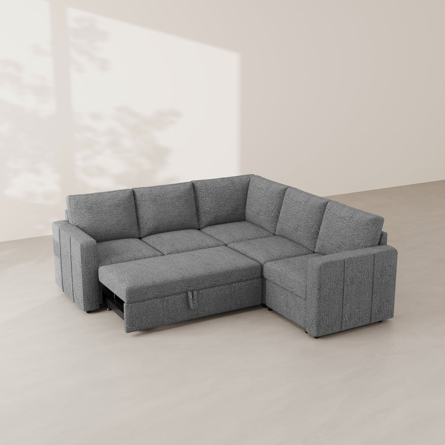 Silver-Grey-/-Chenille-5-Seat-L-Shaped-Pullout-Sectional