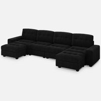 Obsidian-Black-/-Corduroy-4-Seat-U-Shaped-Sectional-with-2-Ottomans