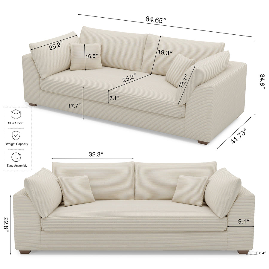 Ivory-Beige-/-Corduroy-Loveseat