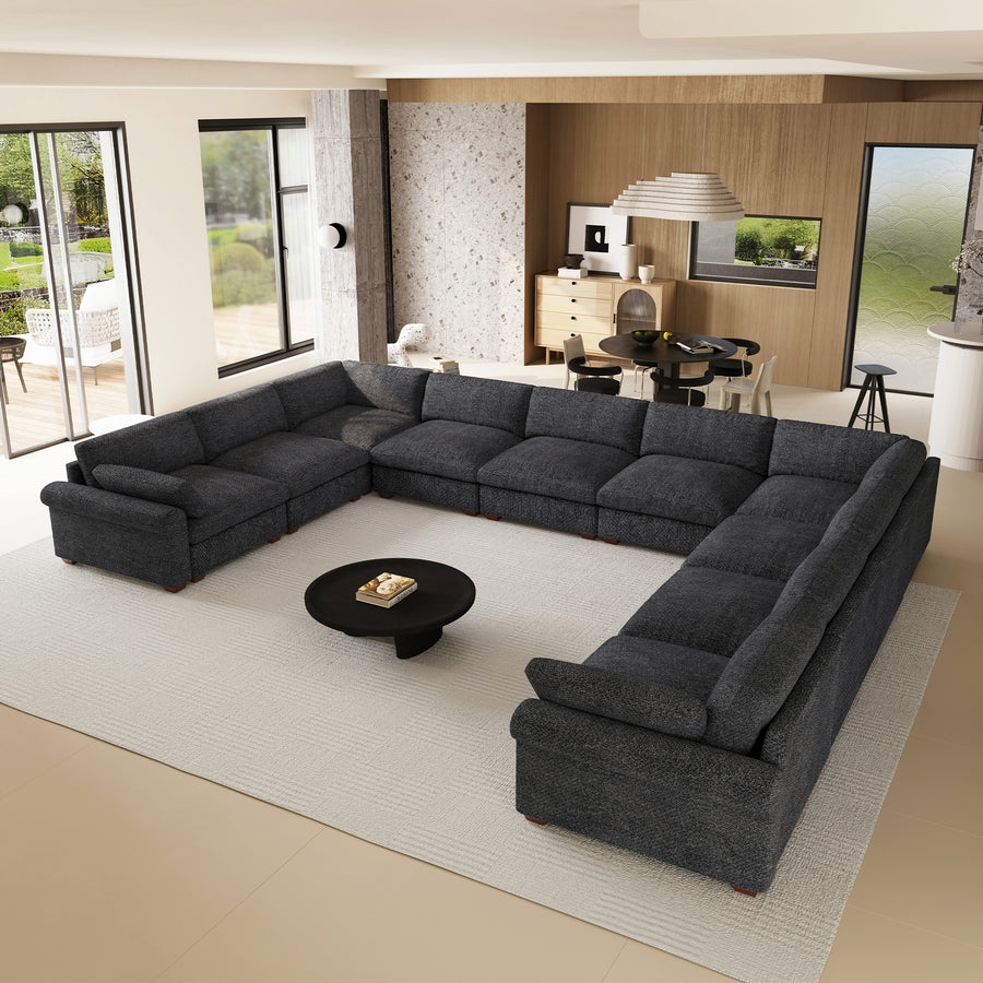 Graphite-Grey-/-Chenille-10-Seat-U-Shaped-Sectional