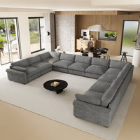 Silver-Grey-/-Chenille-10-Seat-U-Shaped-Sectional