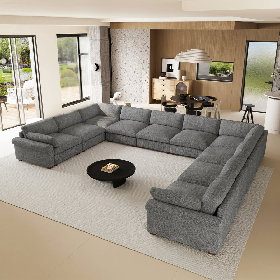 Silver-Grey-/-Chenille-10-Seat-U-Shaped-Sectional
