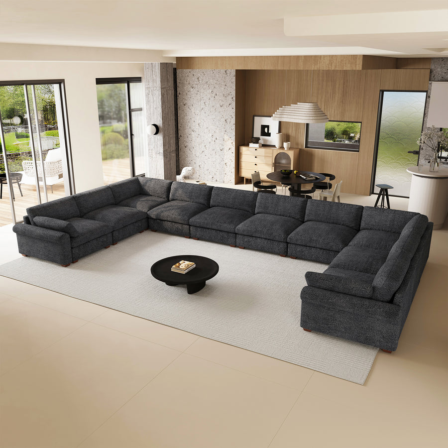 Graphite-Grey-/-Chenille-10-Seat-U-Shaped-Sectional