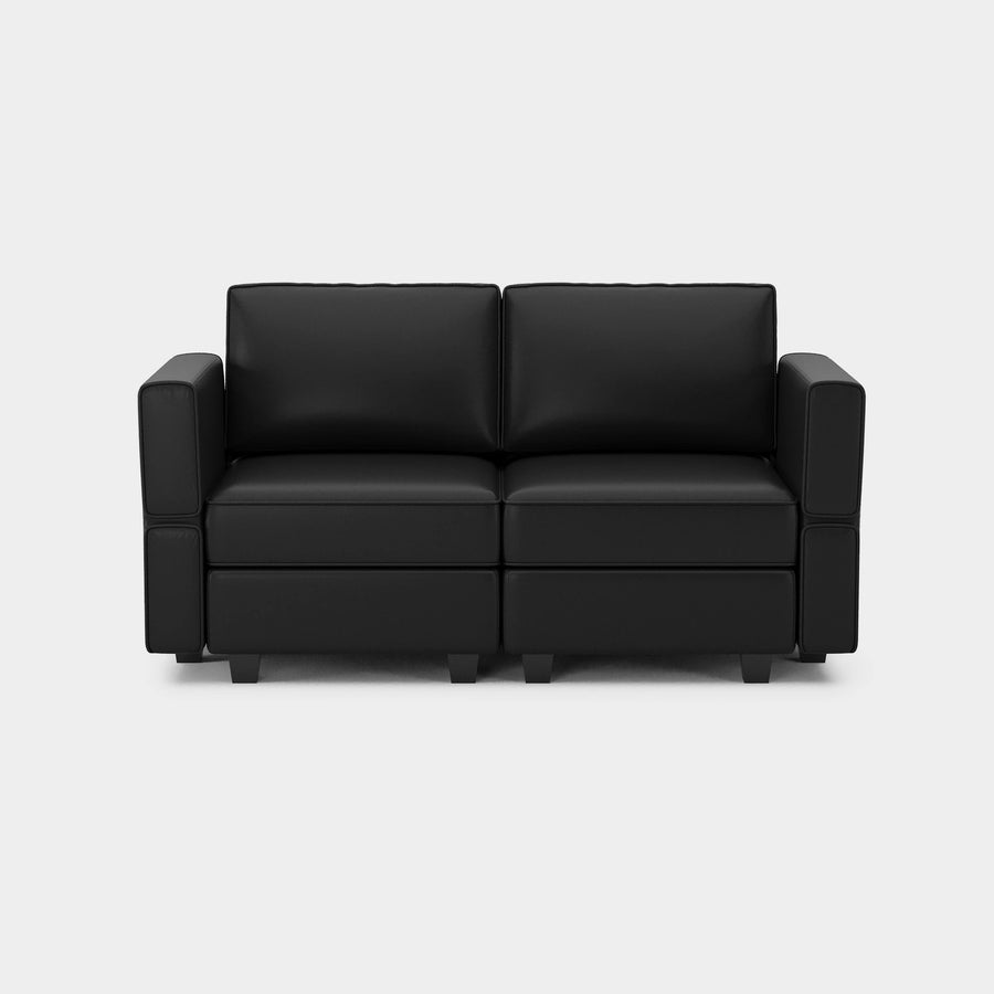 Ebony-Black-Velvet-2-Seat-Modular-Loveseat-Sofa-Belffin