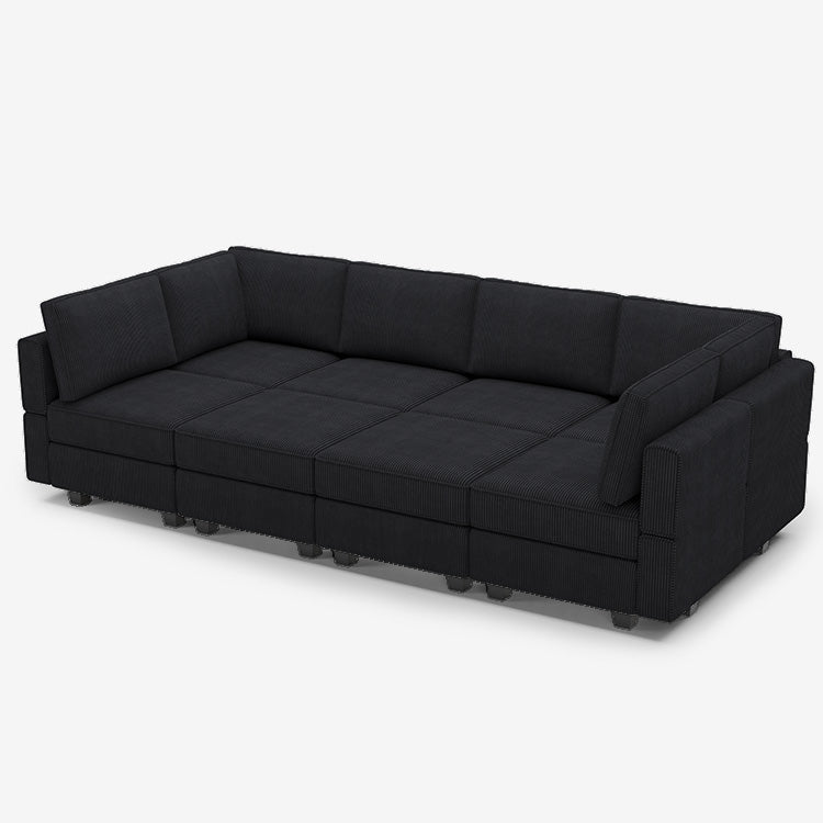 Belffin 8 Seats + 8 Sides Modular Corduroy Sleeper Sofa with Storage Seat