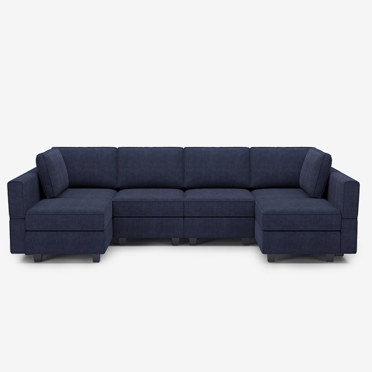 Belffin 6 Seats + 8 Sides Modular Corduroy Sofa with Storage Seat