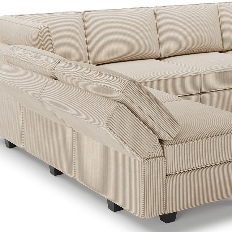 Belffin 7 Seats + 9 Sides Modular Wide Corduroy Sofa with Storage Seat