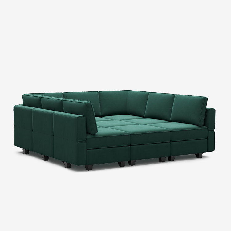 Belffin 9 Seats + 9 Sides Modular Velvet Sleeper Sofa with Storage Seat