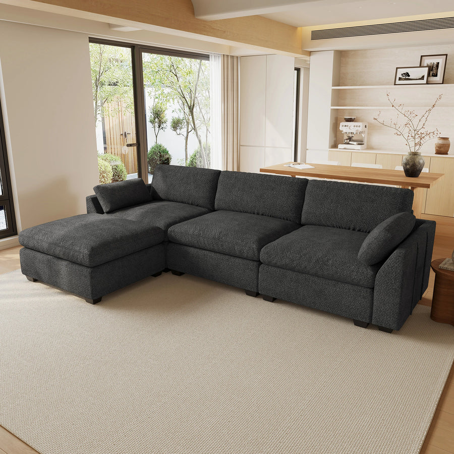 Graphite-Grey-/-Chenille-4-Seat-L-Shaped-Sectional