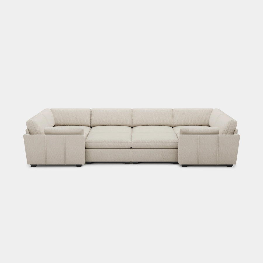 Misty-White-/-Chenille-8-Seat-Wraparound-Pit-Sectional