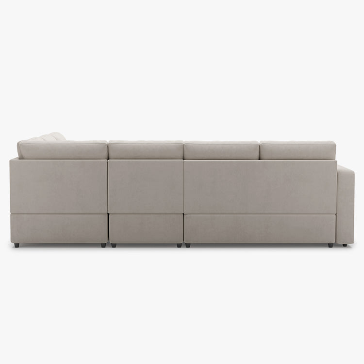 Belffin 6 Seats Modular Velvet Pull-out Sleeper Sofa with Storage Ottoman