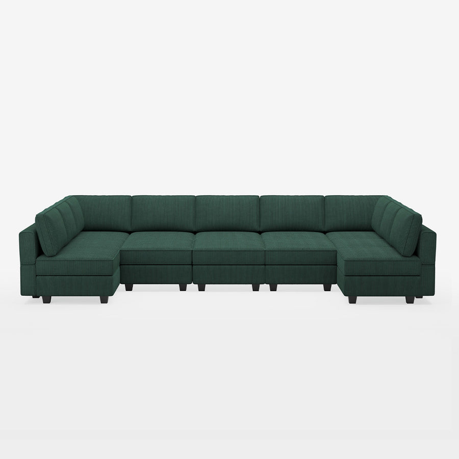 Seaweed-Green-/-Corduroy-12-Seat-U-Shaped-Pit-Sectional