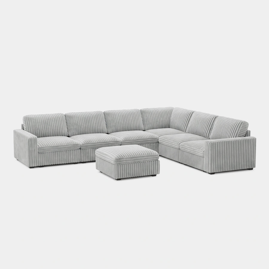 Cloud-Gray-/-Corduroy-7-Seat-U-Shaped-Sectional