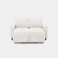 White-Beige-/-Faux-Rabbit-Fur-Corduroy-Pullout-Loveseat