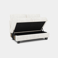 White-Beige-/-Faux-Rabbit-Fur-Corduroy-Module-Loveseat