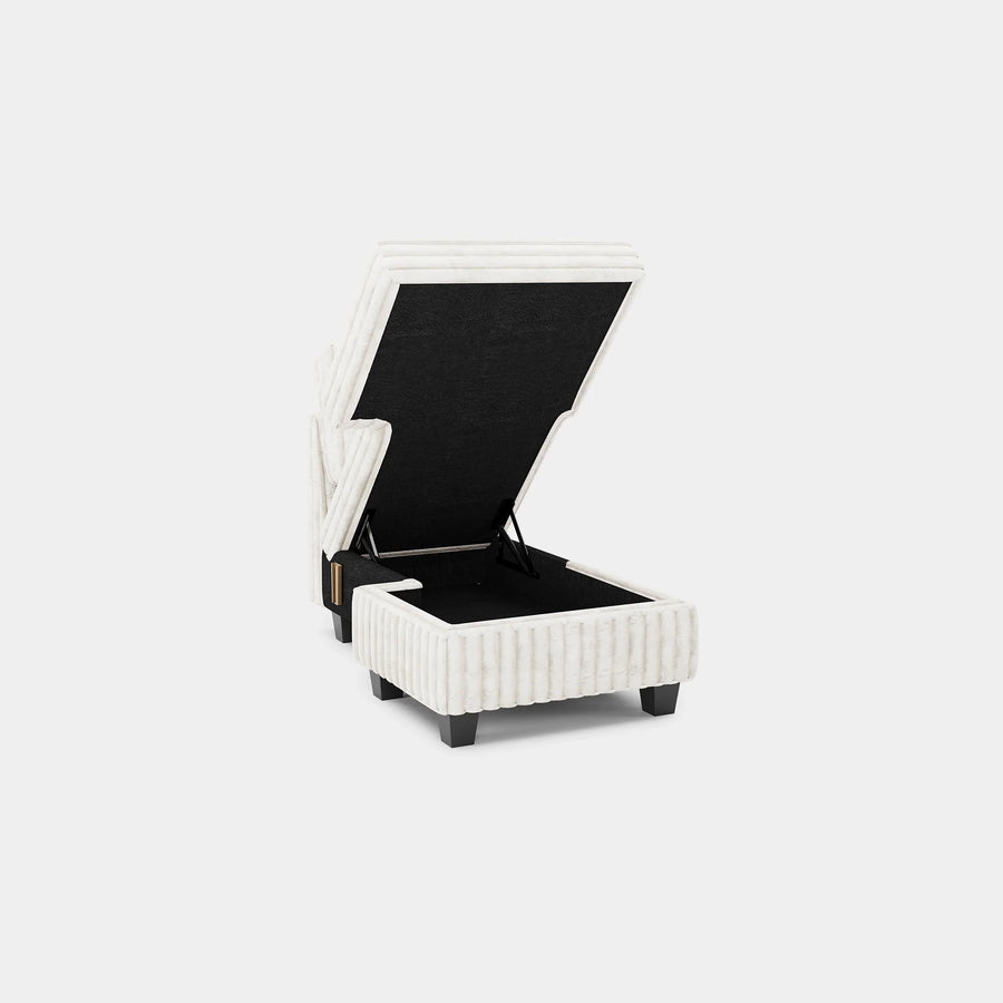White-Beige-/-Faux-Rabbit-Fur-Corduroy-Module-Armless-Left-Chaise