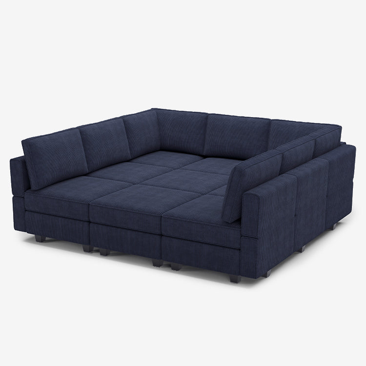 Belffin 9 Seats + 9 Sides Modular Corduroy Sleeper Sofa with Storage Seat