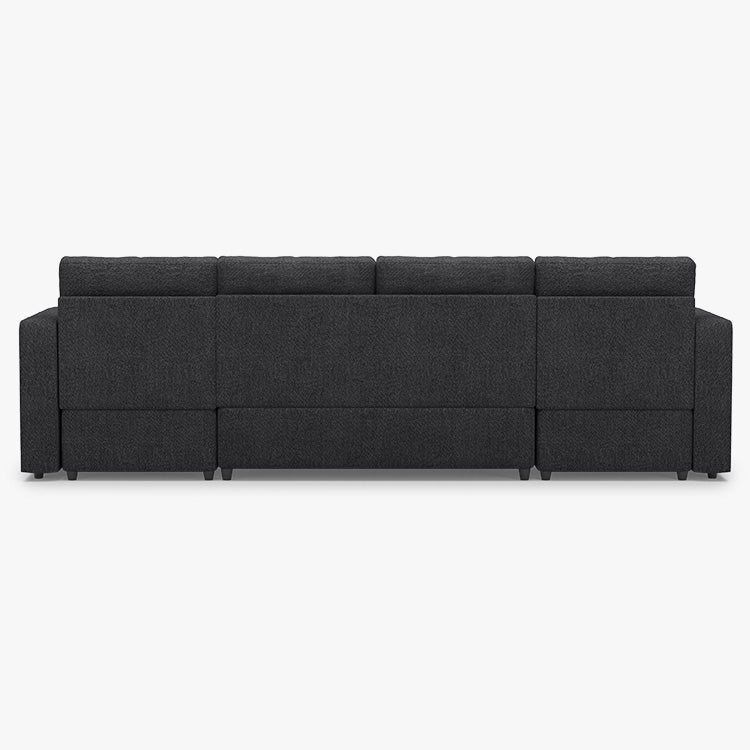 Belffin 4 Seats Modular Chenille Pull-out Sofa with Storage Ottoman