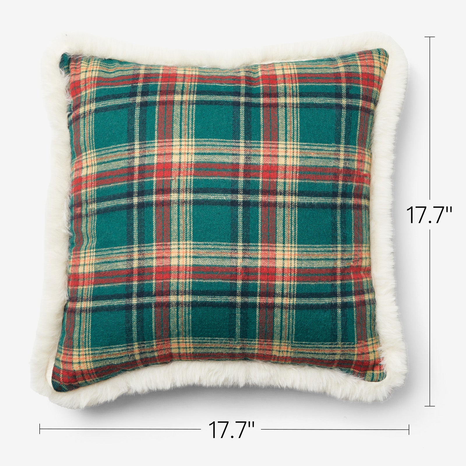 Belffin Festive Fluffy Trim Plaid Pillow - Set of 2