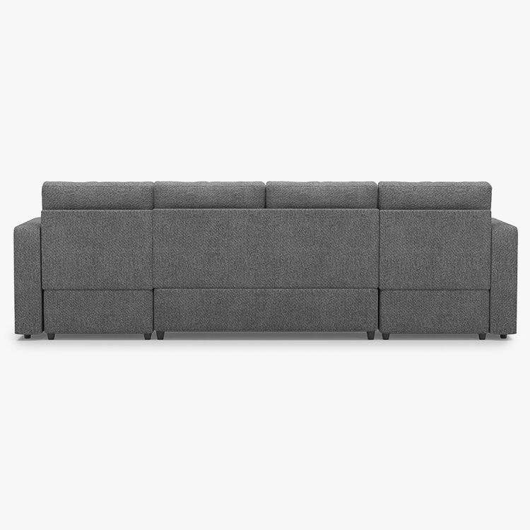 Belffin 4 Seats Modular Chenille Pull-out Sofa with Storage Ottoman