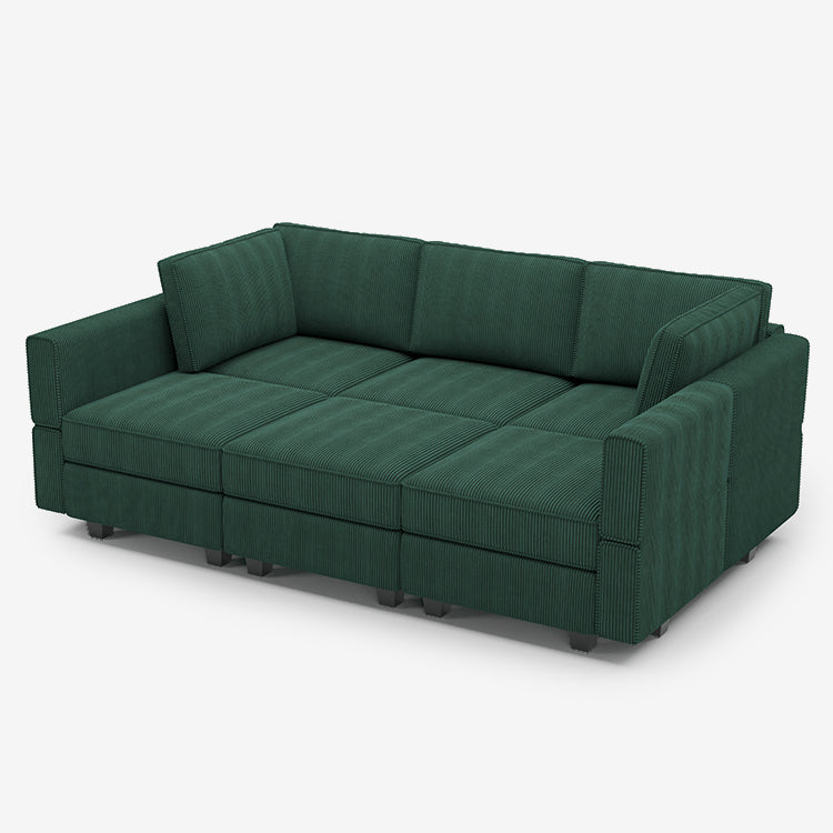 Belffin 6 Seats + 7 Sides Modular Corduroy Sleeper Sofa with Storage Seat