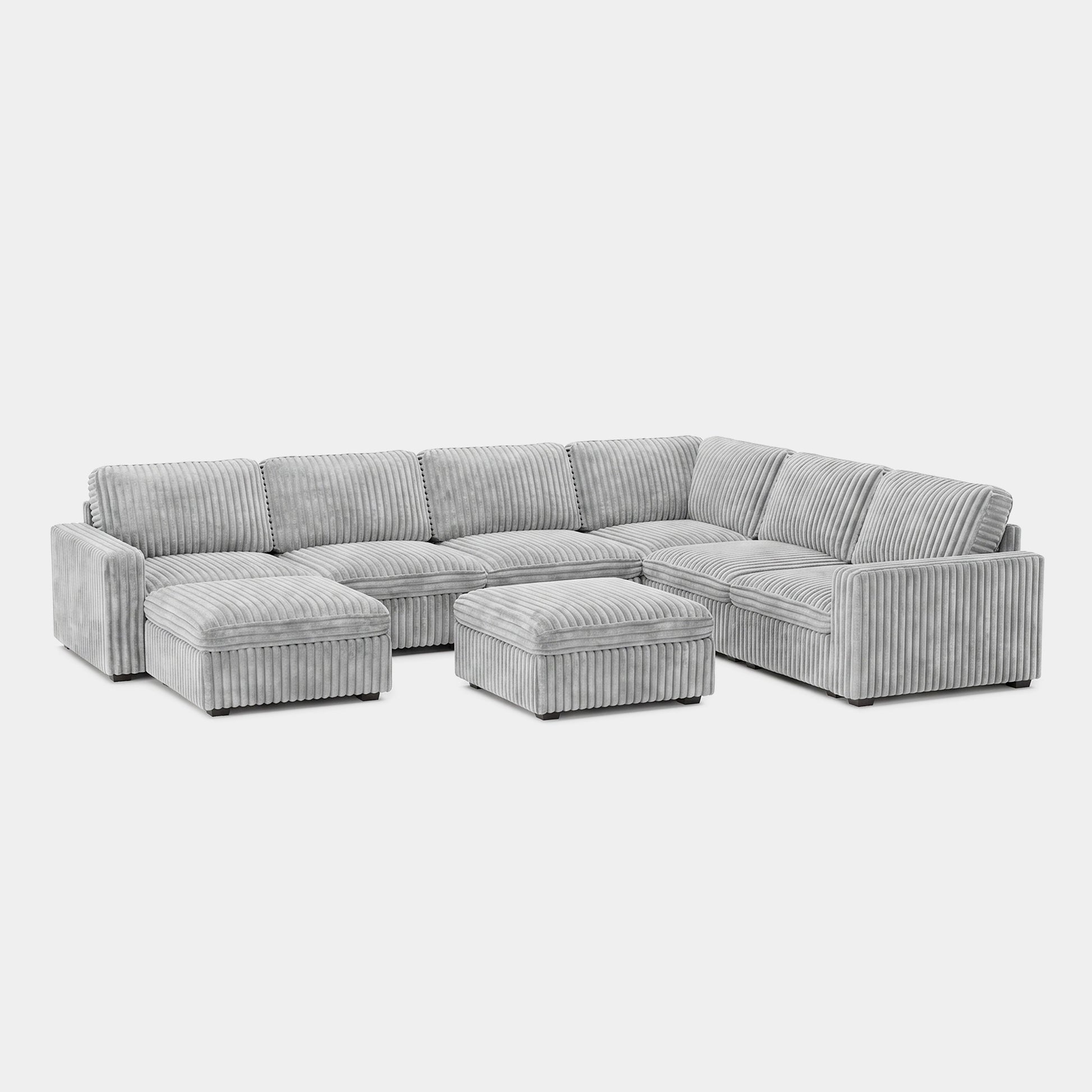 Cloud-Gray-/-Corduroy-8-Seat-U-Shaped-Sectional