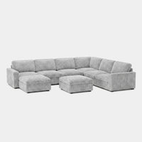 Cloud-Gray-/-Corduroy-8-Seat-U-Shaped-Sectional