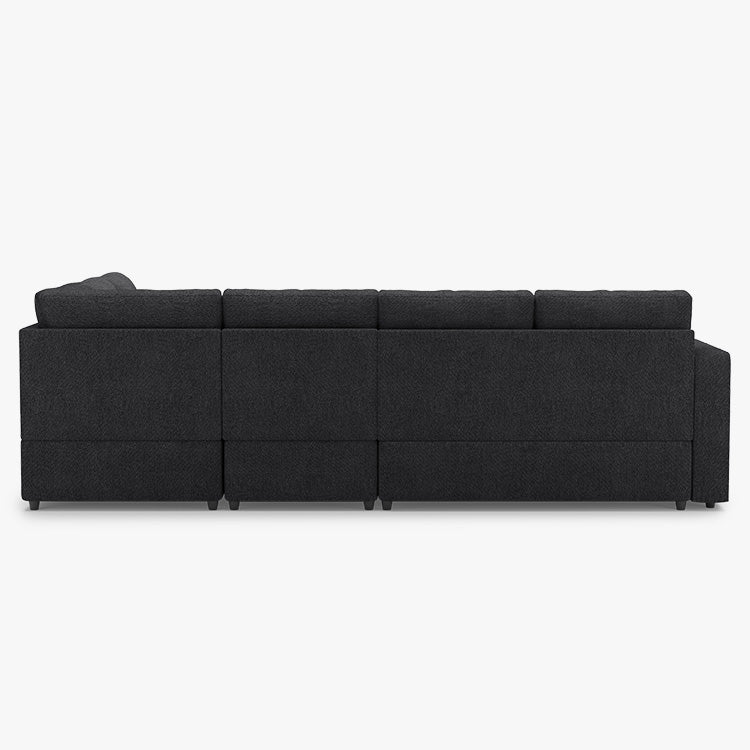 Belffin 6 Seats Modular Chenille Pull-out Sofa with Storage Ottoman