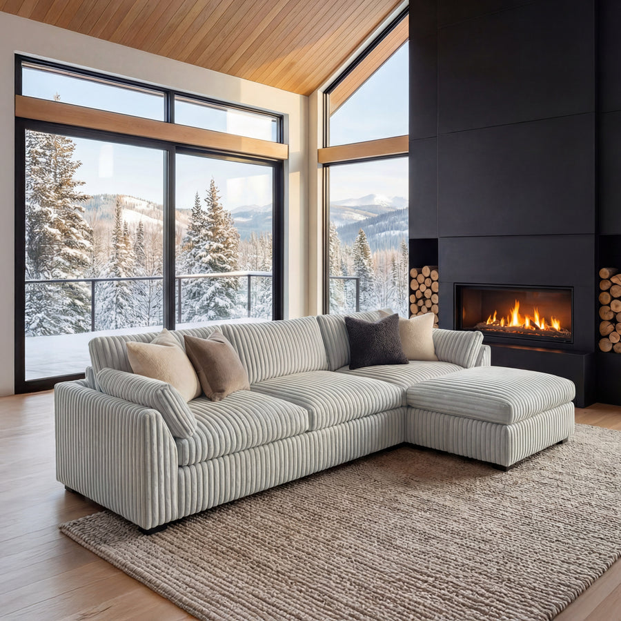 Cloud-Gray-/-Corduroy-4-Seat-L-Shaped-Sectional