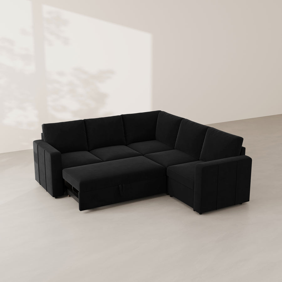 Ebony-Black-/-Velvet-5-Seat-L-Shaped-Pullout-Sectional