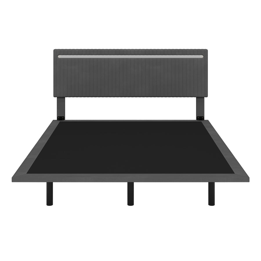 Modern Upholstered Floating Bed Frame with LED Lights BSN