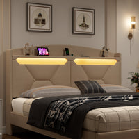 Modern Bed Frame with Storage Headboard and LED Lights BSN