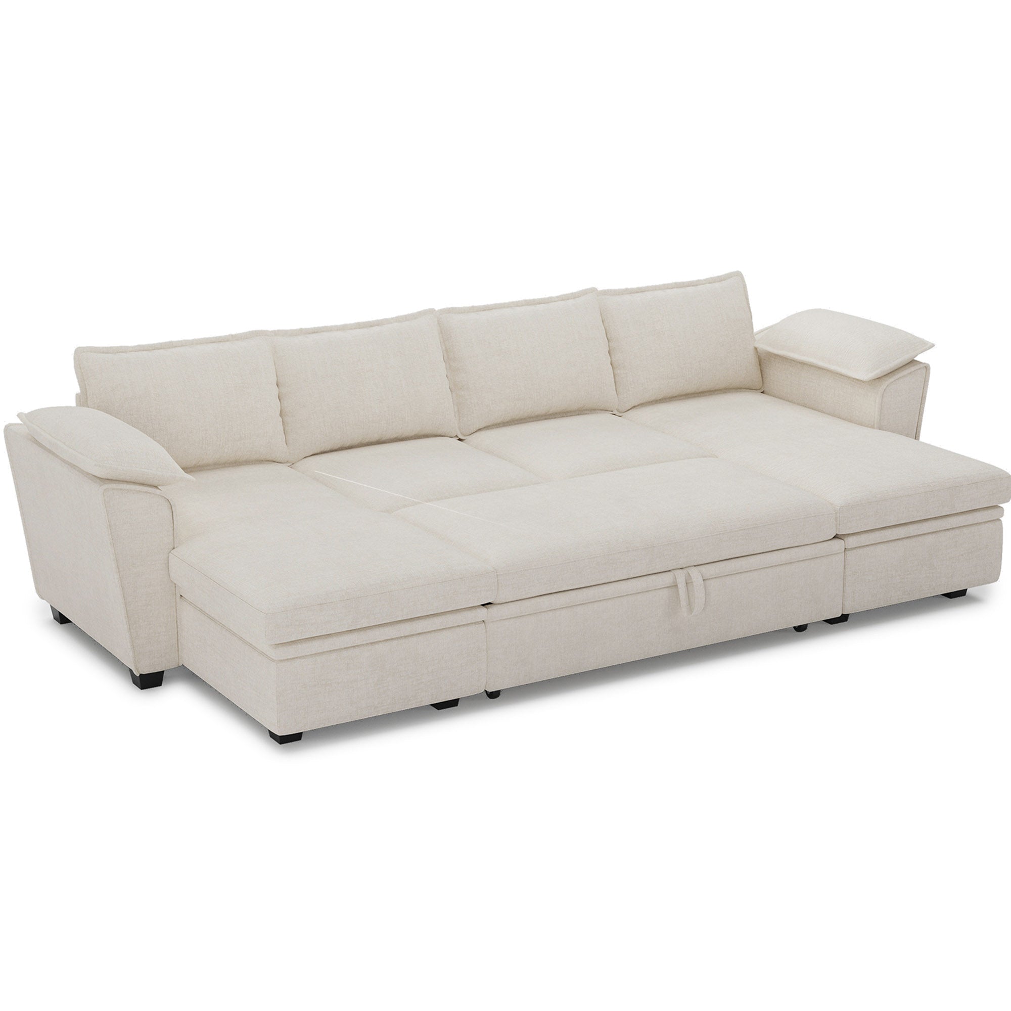 chenille-misty-white-4-Seats-U-Shaped-Sectional