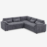 Pewter-Grey-/-Corduroy-5-Seat-L-Shaped-Corner-Sectional