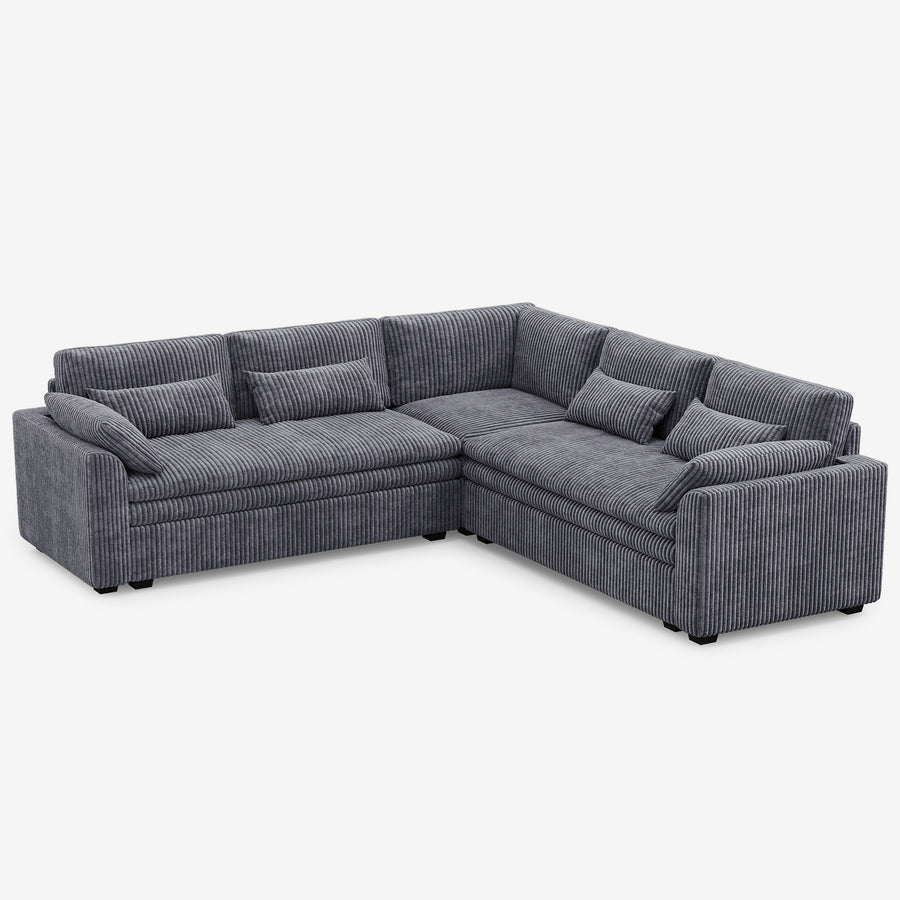 Pewter-Grey-/-Corduroy-5-Seat-L-Shaped-Corner-Sectional