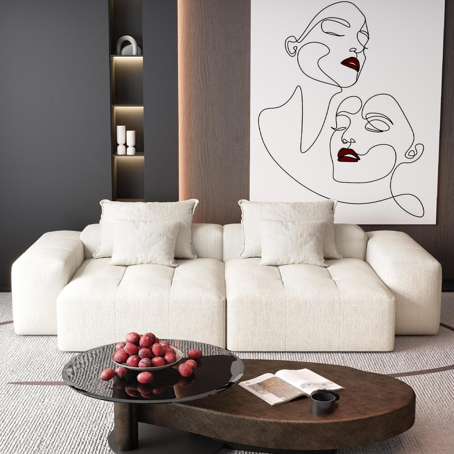 Oatmeal-Beige-/-Chenille-Loveseat