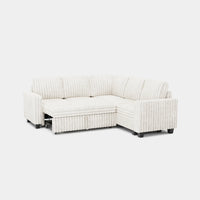 White-Beige-/-Faux-Rabbit-Fur-Corduroy-5-Seat-L-Shaped-Pullout-Sectional