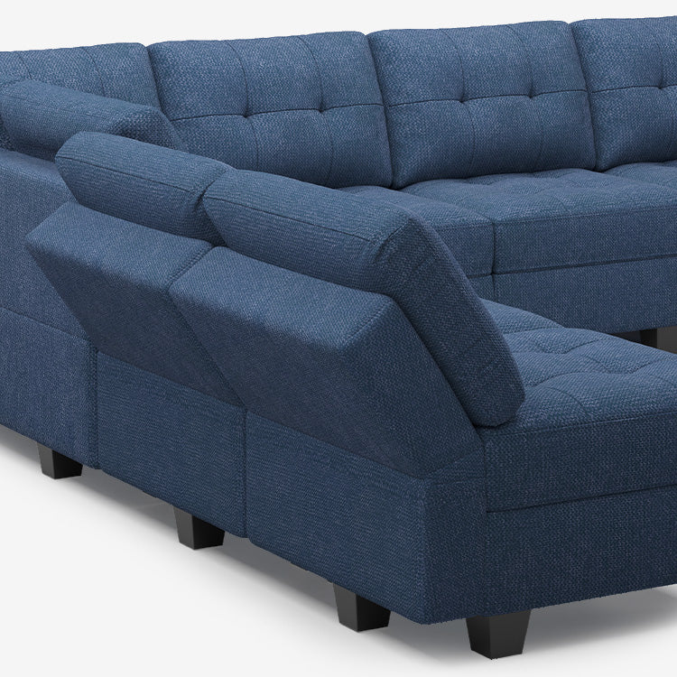 Belffin 9 Seats + 11 Sides Modular Weave Sofa with Storage Seat and Ottoman