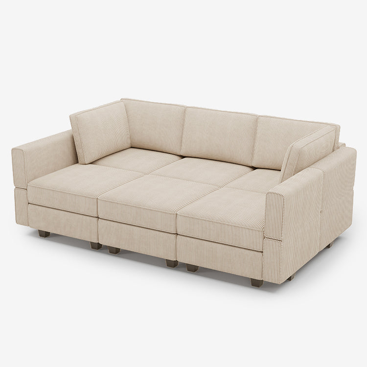 Belffin 6 Seats + 7 Sides Modular Corduroy Sleeper Sofa with Storage Seat