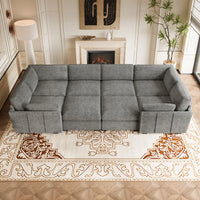 Silver-Grey-/-Chenille-8-Seat-Wraparound-Pit-Sectional