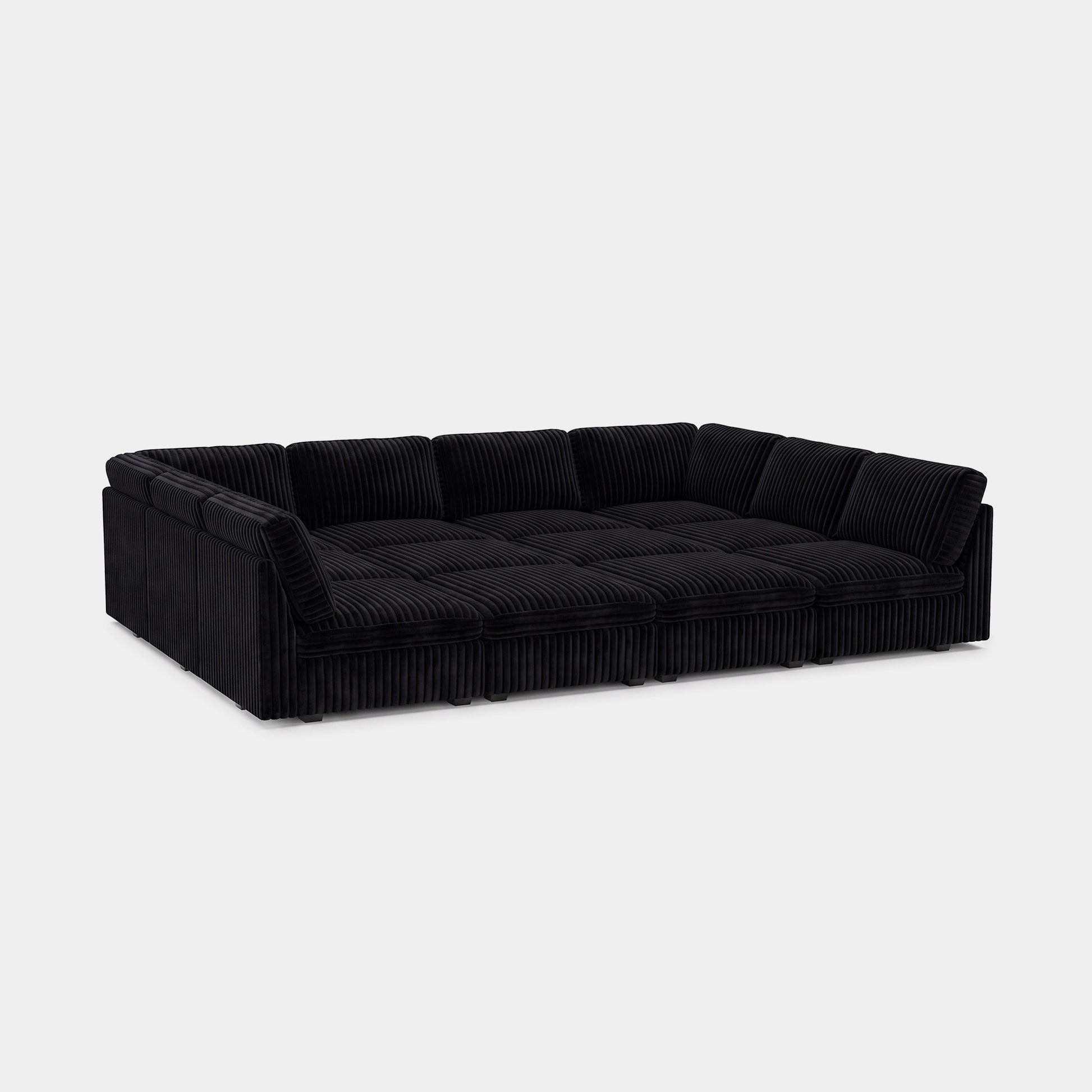 Obsidian-Black-/-Corduroy-12-Seat-Pit-Sectional