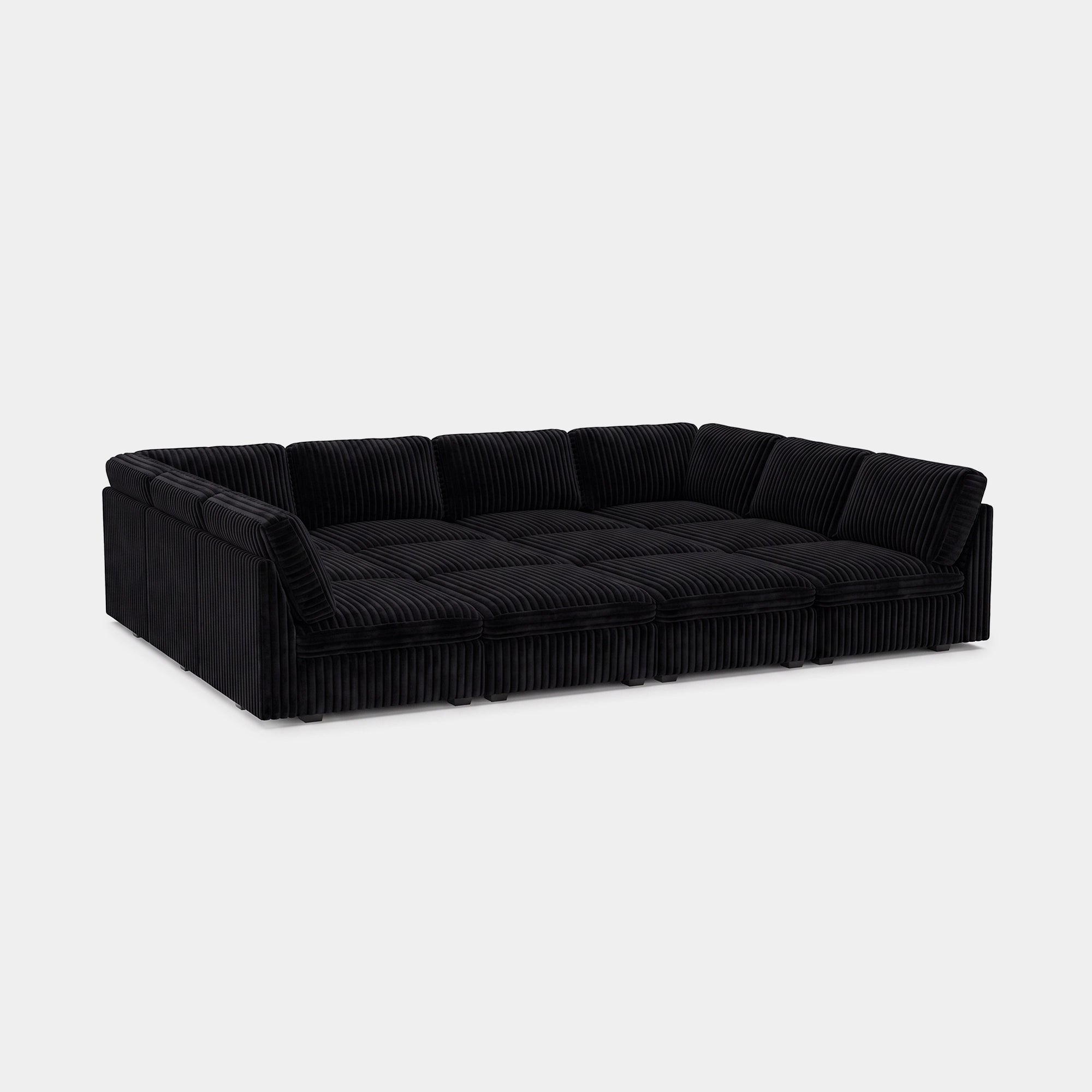 Obsidian-Black-/-Corduroy-12-Seat-Pit-Sectional