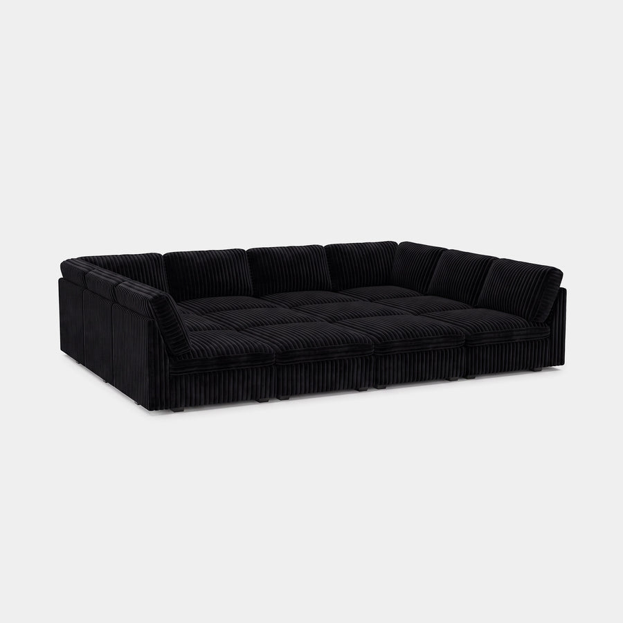 Onyx-Black-/-Corduroy-12-Seat-Pit-Sectional