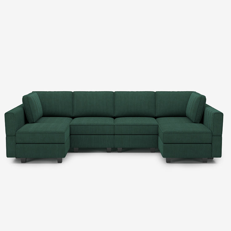 Belffin 6 Seats + 8 Sides Modular Wide Corduroy Sofa with Storage Seat